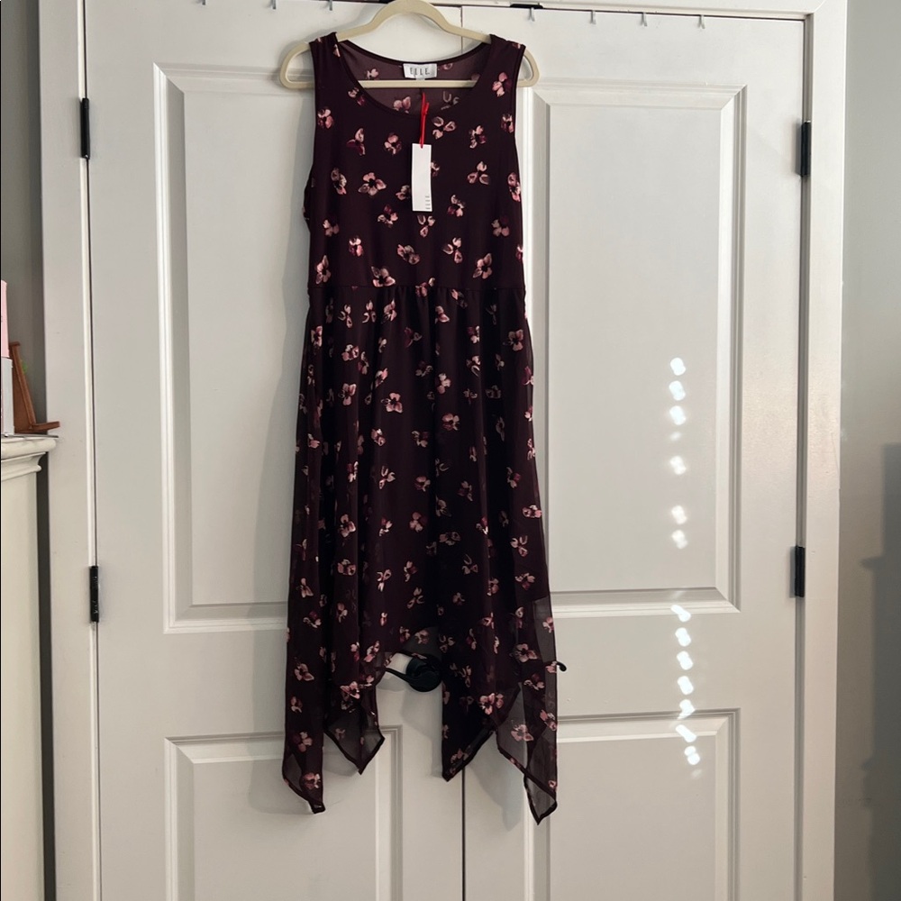 Elle Burgundy Floral Dress
